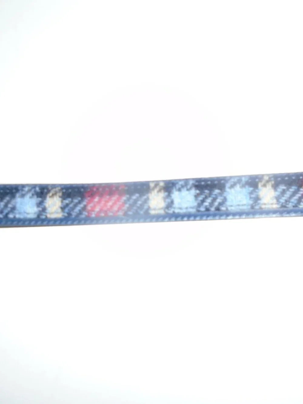 NEW VINTAGE Y2K BLUE LEATHER PLAID WOOL COACH DOG PET COLLAR 8892 SIZE MEDIUM
